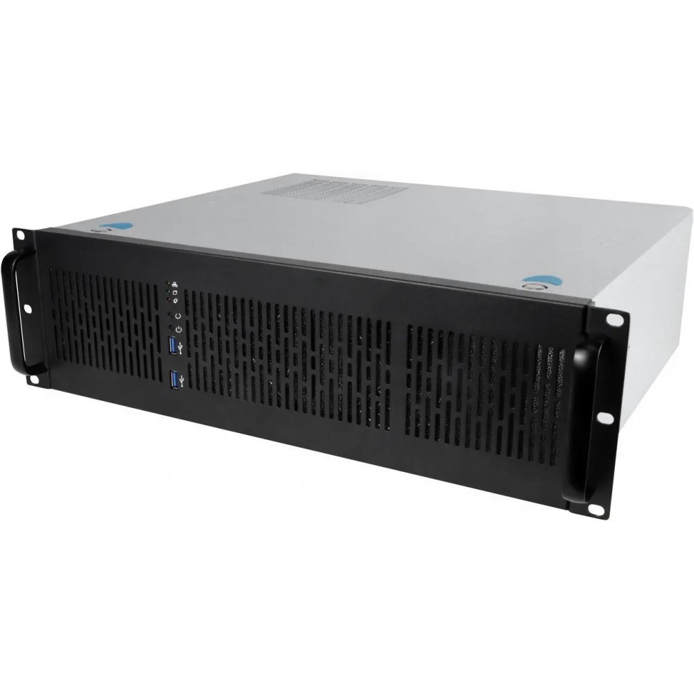 3U Server Chassis Rackmount Case, 6x 3.5" Bays, ATX Compatible, 2x 80mm Fans, 2x USB 3.0, Silver/Black