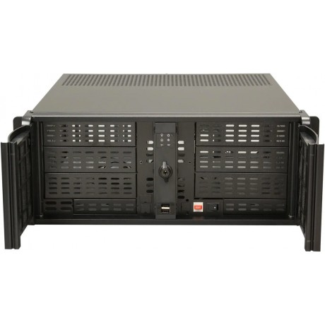 D-400-6-Black Black Steel 4U Rackmount Compact Stylish Server Chassis 6 External 5.25" Drive Bays