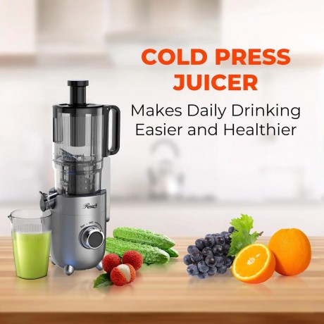 Rosewill Cold Press Juicer, 4.72" Wide Feed Chute Juice Extractor Machine, High Juice Yield, Slow Masticating Juicer for Whole Vegetables & Fruits