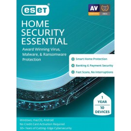 ESET Home Security Essential 2025 - 10 Devices/ 1 Year Download (Formerly ESET Internet Security)