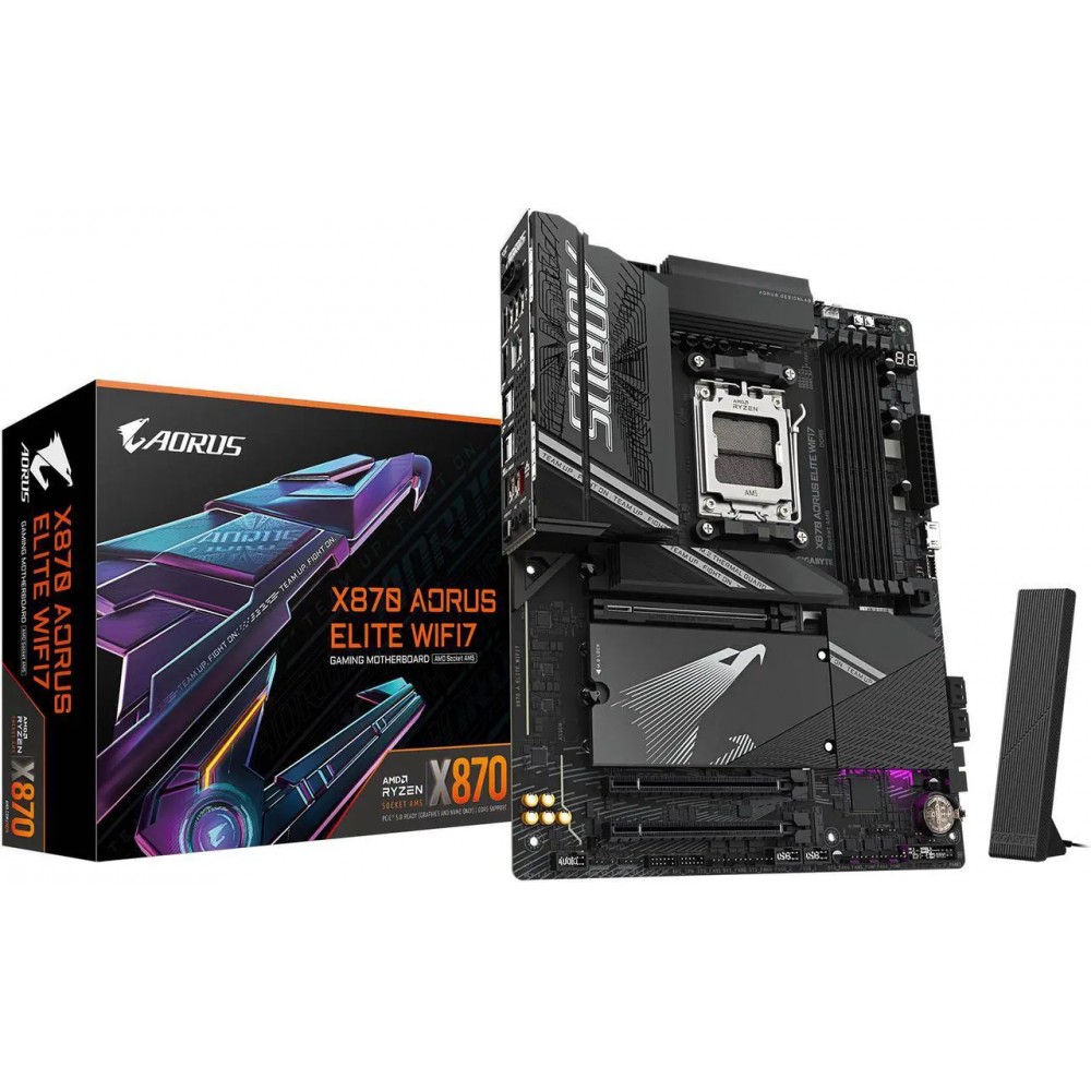 GIGABYTE X870 AORUS ELITE WIFI7 AM5 LGA 1718, ATX, DDR5, 4x M.2, PCIe 5.0, USB4, Wi-Fi 7, 2.5GbE LAN, EZ-Latch, 5-Year Warranty