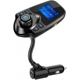 Wireless In-Car Bluetooth FM Transmitter Radio Adapter Car Kit with 1.44 Inch Display and USB Car Charger
