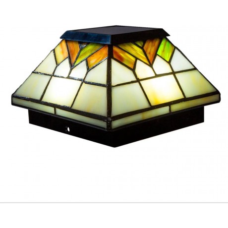 5X5/4X4/3.5X3.5 Stained Glass Wellington Solar Post Cap - 2 Pack
