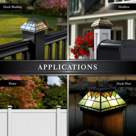 5X5/4X4/3.5X3.5 Stained Glass Wellington Solar Post Cap - 2 Pack