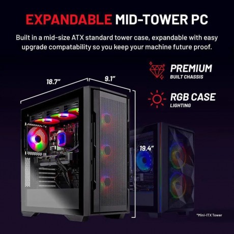 Rampage Gaming PC Desktop, Ryzen 7 7700X 4.5 GHz (5.4GHz Turbo Boost), NVIDIA RTX 5070 12GB GDDR7, 1TB Gen4 SSD, 32GB DDR5 RAM 6000 RGB, 850W GOLD PSU, 360mm ARGB AIO , Wi-Fi, Win 11 Home