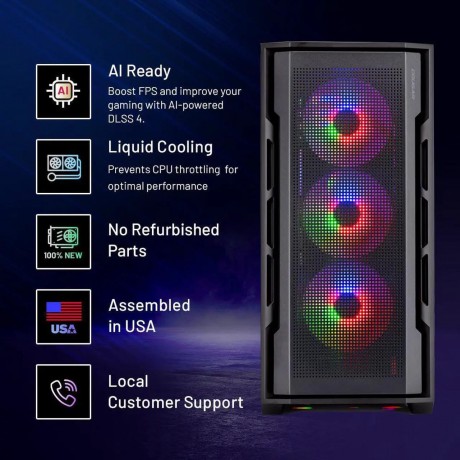 Rampage Gaming PC Desktop, Ryzen 7 7700X 4.5 GHz (5.4GHz Turbo Boost), NVIDIA RTX 5070 12GB GDDR7, 1TB Gen4 SSD, 32GB DDR5 RAM 6000 RGB, 850W GOLD PSU, 360mm ARGB AIO , Wi-Fi, Win 11 Home