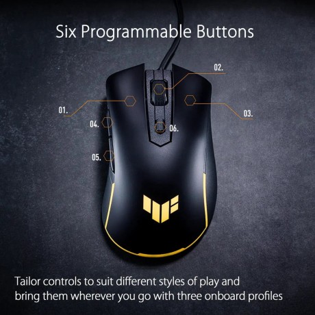 TUF Gaming M3 Gen II ultralight 59-gram wired gaming mouse, IP56 dust and water resistance, 8000 dpi sensor, six programmable buttons, Black