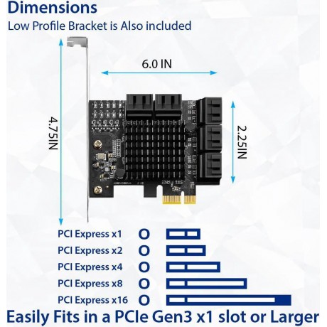 IO Crest 10 Port SATA III to PCIe 3.0 x1 NON-RAID Expansion Card