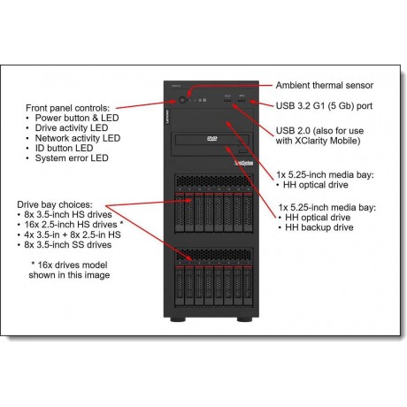 ThinkSystem ST250 V3 7DCEA023NA Tower Server - 1 x Intel Xeon E-2434 3.40 GHz - 16 GB RAM