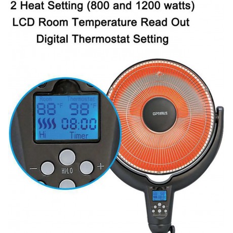 14" Oscillating Pedestal Digital Dish Heater, with Remote