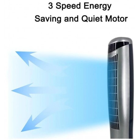 F-7414 35 Inch 3 Speed Pedestal Tower Fan with Remote Control and LED