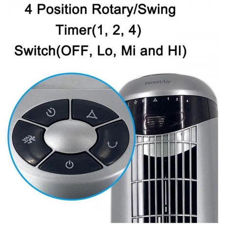 F-7414 35 Inch 3 Speed Pedestal Tower Fan with Remote Control and LED