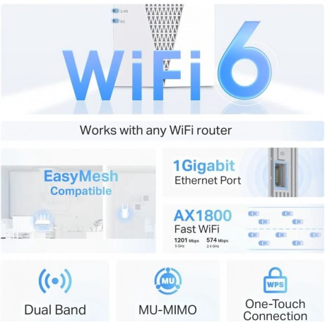 TP-Link AX1800 RE615X WiFi 6 Range Extender with Ethernet Port OneMesh Compatible
