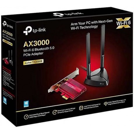 TP-Link WiFi 6 AX3000 PCIe WiFi Card (Archer TX3000E), Up to 2400Mbps, Bluetooth 5.0, 802.11AX Dual Band Wireless Adapter with MU-MIMO,OFDMA,Ultra-Low Latency, Supports Windows 10 (64bit) only