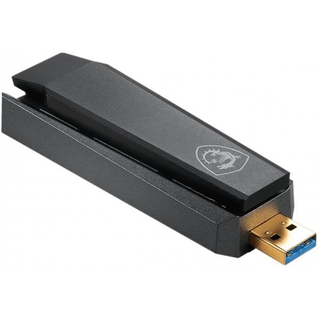 MSI AX1800 WiFi 6 Dual-Band USB Adapter - WLAN up to 1800 Mbps (5GHz, 2.4GHz Wireless), USB 3.2 Gen 1 Type-A, MU-MIMO, Adjustable Antenna, Beamforming, WPA3 - Wired Bracket Included