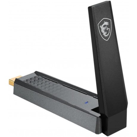 MSI AX1800 WiFi 6 Dual-Band USB Adapter - WLAN up to 1800 Mbps (5GHz, 2.4GHz Wireless), USB 3.2 Gen 1 Type-A, MU-MIMO, Adjustable Antenna, Beamforming, WPA3 - Wired Bracket Included