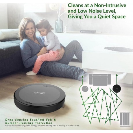 Robot Vac Vacuum and Dry Mop, Quiet w 120 Minutes of Cleaning Time