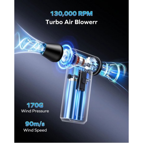 2-in-1 Electric Air Duster & Vacuum, 130,000 RPM Brushless Air Duster, 8KPA Car Vacuum 8000mAh Air Blower Wireless Handheld Vacuum for Car, Office and Home