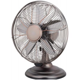 Powerful 3 Speed 12" Portable Retro Oscillating Table Fan, Bronze