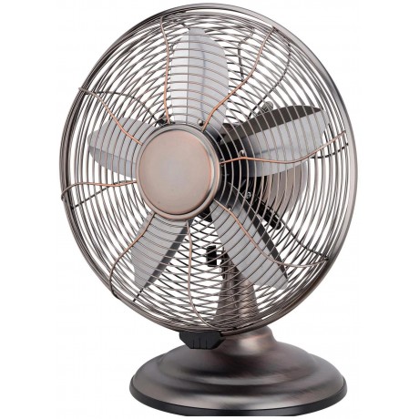 Powerful 3 Speed 12" Portable Retro Oscillating Table Fan, Bronze
