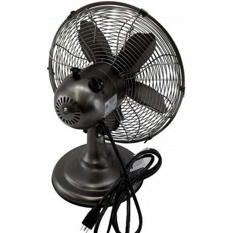 Powerful 3 Speed 12" Portable Retro Oscillating Table Fan, Bronze