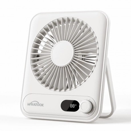 WHATOOK Small Desk Fan Personal Fans: 2000mah 10 Hours Battery Office Quiet Mini Desktop Fan Portable Rechargeable Travel Essentials