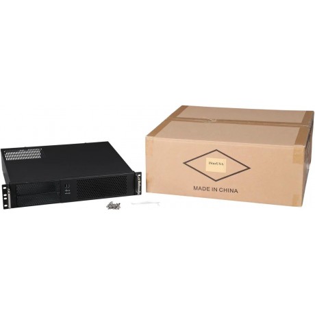 D-214-MATX Black Steel 2U Rackmount Chassis 2 External 5.25" Drive Bays