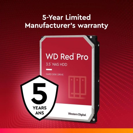 22TB WD Red Pro NAS Internal Hard Drive HDD - 7200 RPM, SATA 6 Gb/s, CMR, 512 MB Cache, 3.5"