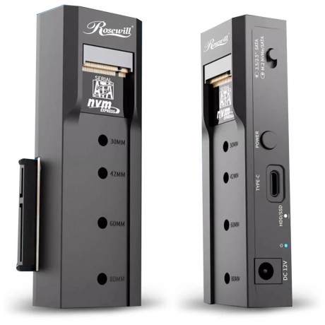 NVME to 2.5'' 3.5'' Offline Clone Enclosure,M.2 to SATA SSD HDD Cloner, USB-C Type-C Max 10Gbps Standalone Clone Duplicator