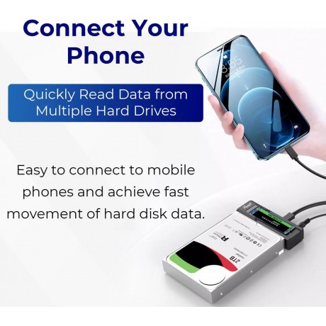 NVME to 2.5'' 3.5'' Offline Clone Enclosure,M.2 to SATA SSD HDD Cloner, USB-C Type-C Max 10Gbps Standalone Clone Duplicator