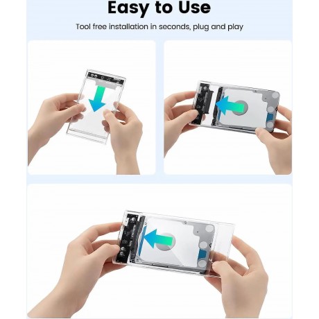 2.5 USB 3.0 SATA HDD Box HDD Hard Disk Drive External HDD Enclosure Transparent Case Tool Free