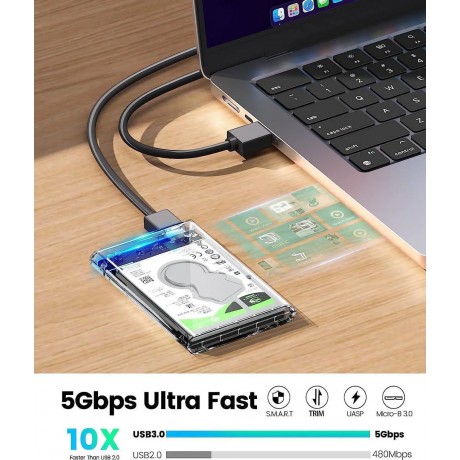 2.5 USB 3.0 SATA HDD Box HDD Hard Disk Drive External HDD Enclosure Transparent Case Tool Free