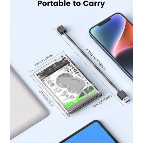 2.5 USB 3.0 SATA HDD Box HDD Hard Disk Drive External HDD Enclosure Transparent Case Tool Free