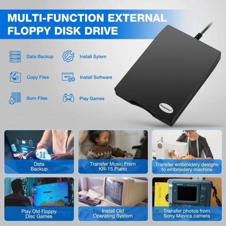 Floppy Disk Reader, 3.5 inch External USB Type C Floppy Disk Drive for PC, Laptop and Desktop Compatible with Windows 11/10/8/7/2000/XP, Black, Frosted Texture