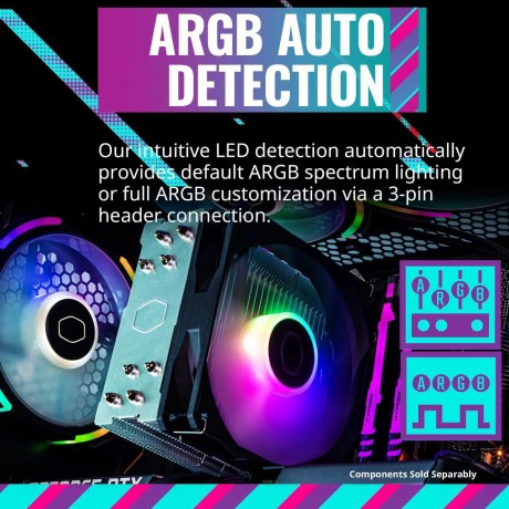 Hyper 212 Spectrum V3 CPU Air Cooler, ARGB Sync, 120mm PWM Fan, 4 Copper Direct Contact Heat Pipes, 152mm Tall, Brackets AMD Ryzen AM5/AM4, Intel LGA 1851/1700/1200