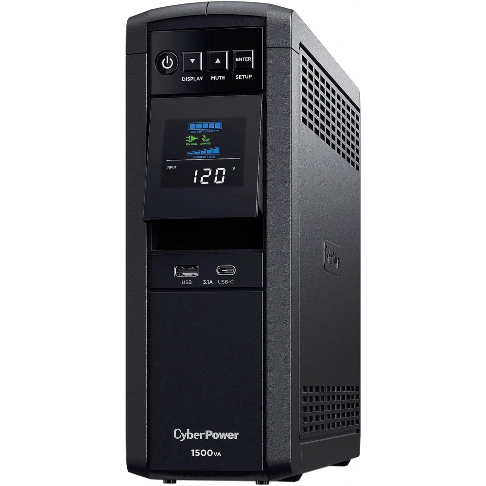 CP1500PFCLCD PFC Sinewave UPS Systems - 1500VA/1000W, 120 VAC, NEMA 5-15P, Mini-Tower, Sine Wave, 12 Outlets, LCD, PowerPanel