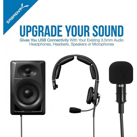 USB External Stereo Sound Adapter for Windows and Mac. Plug and Play No Drivers Needed