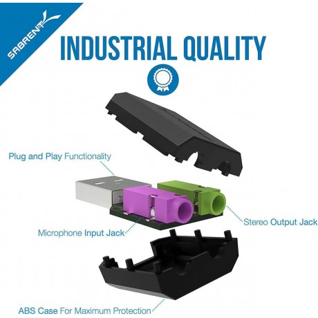 USB External Stereo Sound Adapter for Windows and Mac. Plug and Play No Drivers Needed