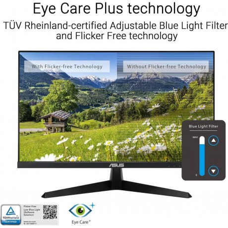 ASUS VY249HGR Eye Care Gaming Monitor – 23.8 inch FHD (1920 x 1080), IPS, 120Hz(OC), Smooth Motion, 1ms (MPRT), Adaptive Sync, Eye Care Plus technology, Blue Light Filter, Flicker Free